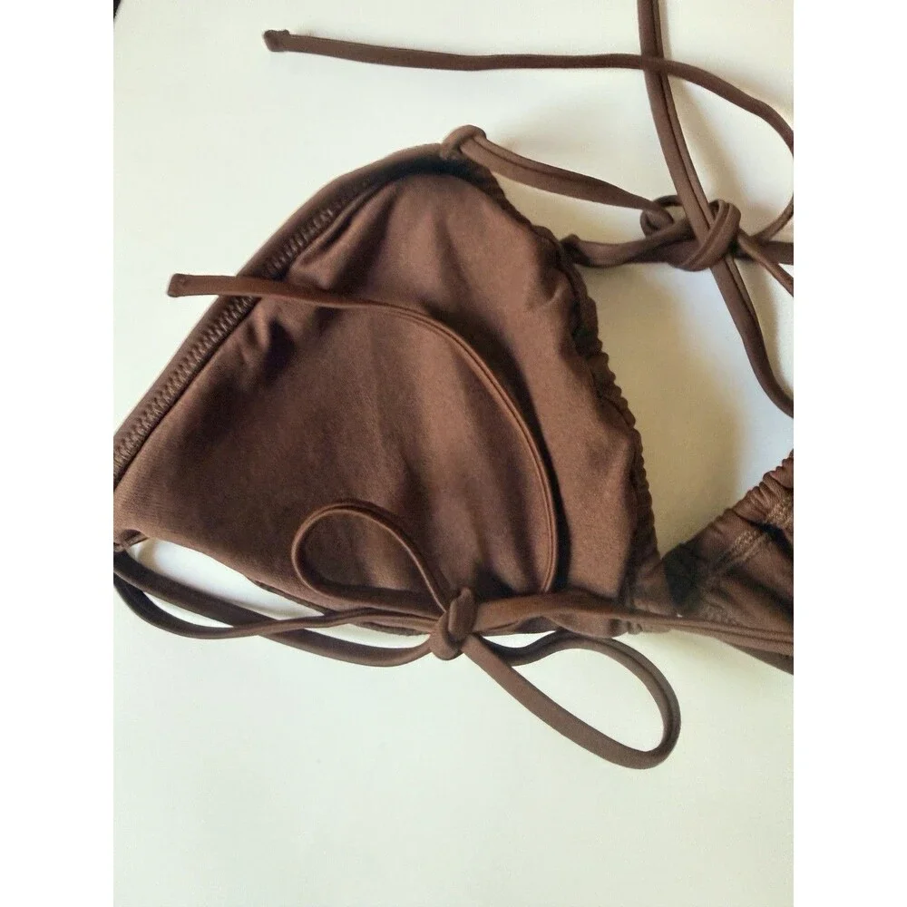 Wild Fable Triangle Bikini Top Womens XL Brown Tricot New